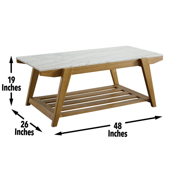 Celeste - White Marble Top Coffee Table - Brown – Coffee Tables by Steve Silver Furniture at Furniture Wholesale Plus , Nashville furniture store