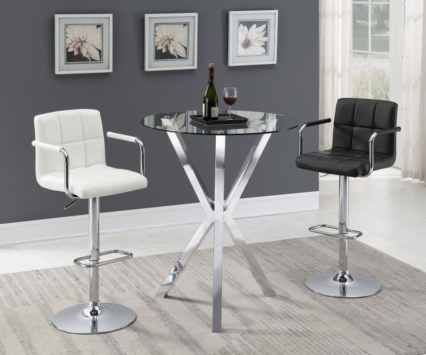 Denali - Round Glass Top Bistro Bar Table - Chrome – Bar Tables by CoasterEssence at Furniture Wholesale Plus , Nashville furniture store
