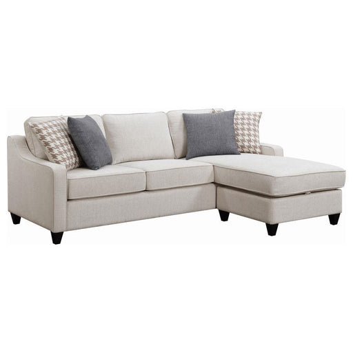 Mcloughlin - Upholstered Sloped Arm Sectional Sofa - Platinum - Premium Stationary Sectionals from CoasterEssence - Just $1279! Shop now at Furniture Wholesale Plus  We are the best furniture store in Nashville, Hendersonville, Goodlettsville, Madison, Antioch, Mount Juliet, Lebanon, Gallatin, Springfield, Murfreesboro, Franklin, Brentwood