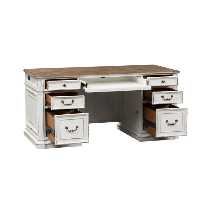 Magnolia Manor - 5 Piece Home Office Set (Complete Desk) - Antique White – 5 Piece Home Office Sets by Liberty Furniture at Furniture Wholesale Plus , Nashville furniture store
