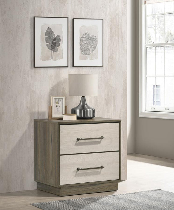 Fenwick - 2-Drawer Nightstand Bedside Table - Gray Oak – Accent Nightstands by Coaster Fine Furniture at Furniture Wholesale Plus , Nashville furniture store