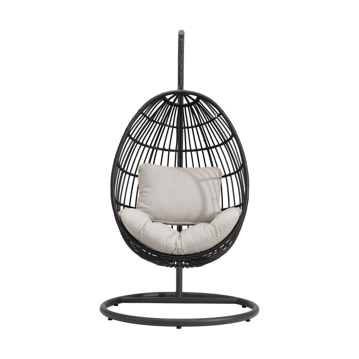 Playa - Swing Egg Chair With Base And Pillar - Dark Gray / Beige – Patio Swings by Elements International at Furniture Wholesale Plus , Nashville furniture store