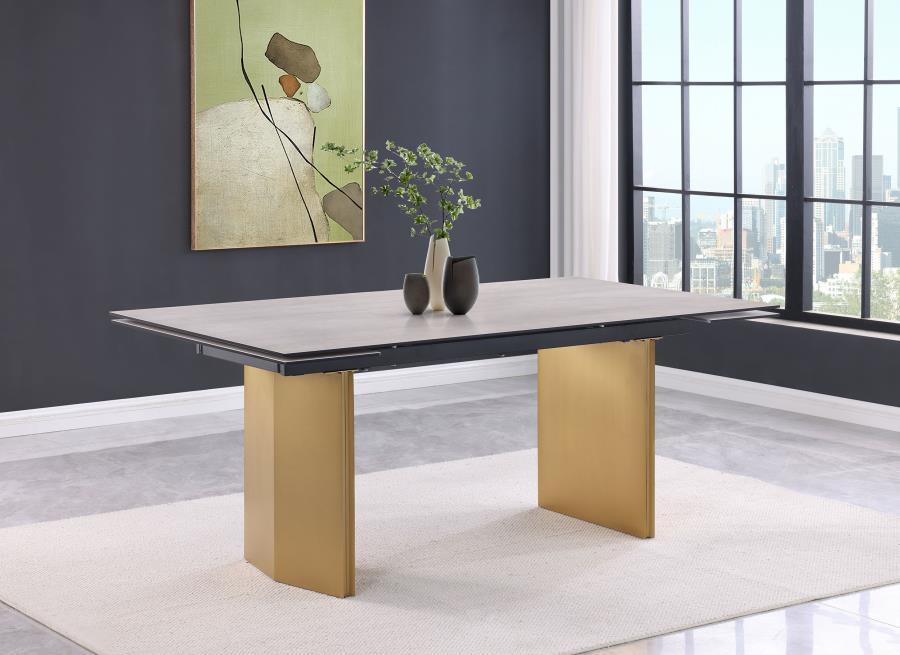 Vesa - Glass Top Extension Dining Table - Beige - Premium Dining Tables with Extensions from Coaster Fine Furniture - Just $1639! Shop now at Furniture Wholesale Plus  We are the best furniture store in Nashville, Hendersonville, Goodlettsville, Madison, Antioch, Mount Juliet, Lebanon, Gallatin, Springfield, Murfreesboro, Franklin, Brentwood