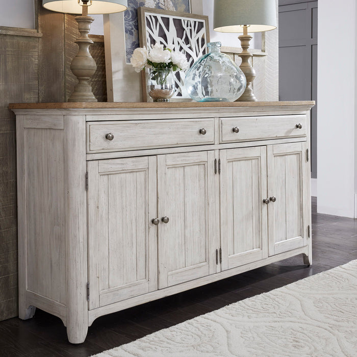 Farmhouse Reimagined - Server - Antique White / Chestnut Tops – Servers by Liberty Furniture at Furniture Wholesale Plus , Nashville furniture store