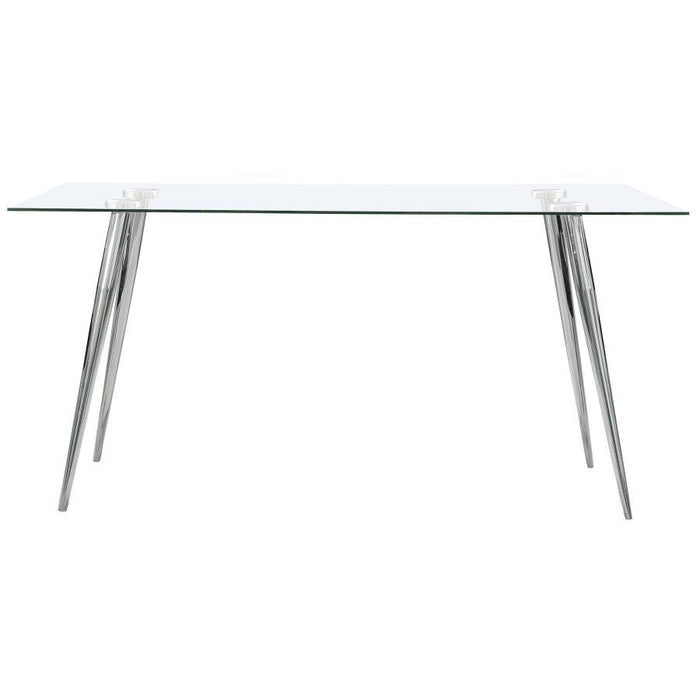 Gilman - Rectangular 64-inch Glass Top Dining Table – Dining Tables by CoasterEssence at Furniture Wholesale Plus , Nashville furniture store