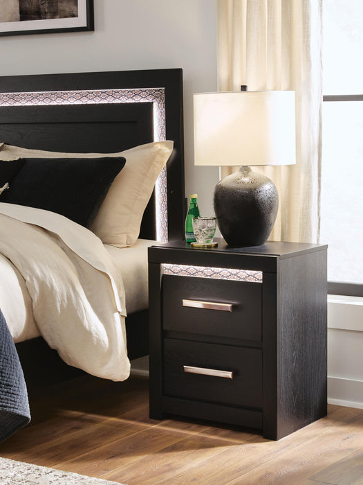 Shoralli - Two Drawer Night Stand - Black – Nightstands w/ Charging Stations by Signature Design by Ashley® at Furniture Wholesale Plus , Nashville furniture store