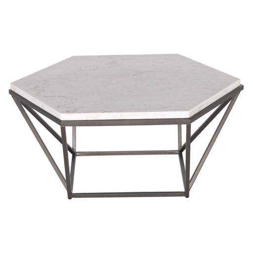 Corvus - White Marble Top Hexagon - White – Coffee Tables by Steve Silver Furniture at Furniture Wholesale Plus , Nashville furniture store
