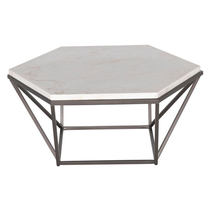 Corvus - White Marble Top Hexagon - White – Coffee Tables by Steve Silver Furniture at Furniture Wholesale Plus , Nashville furniture store
