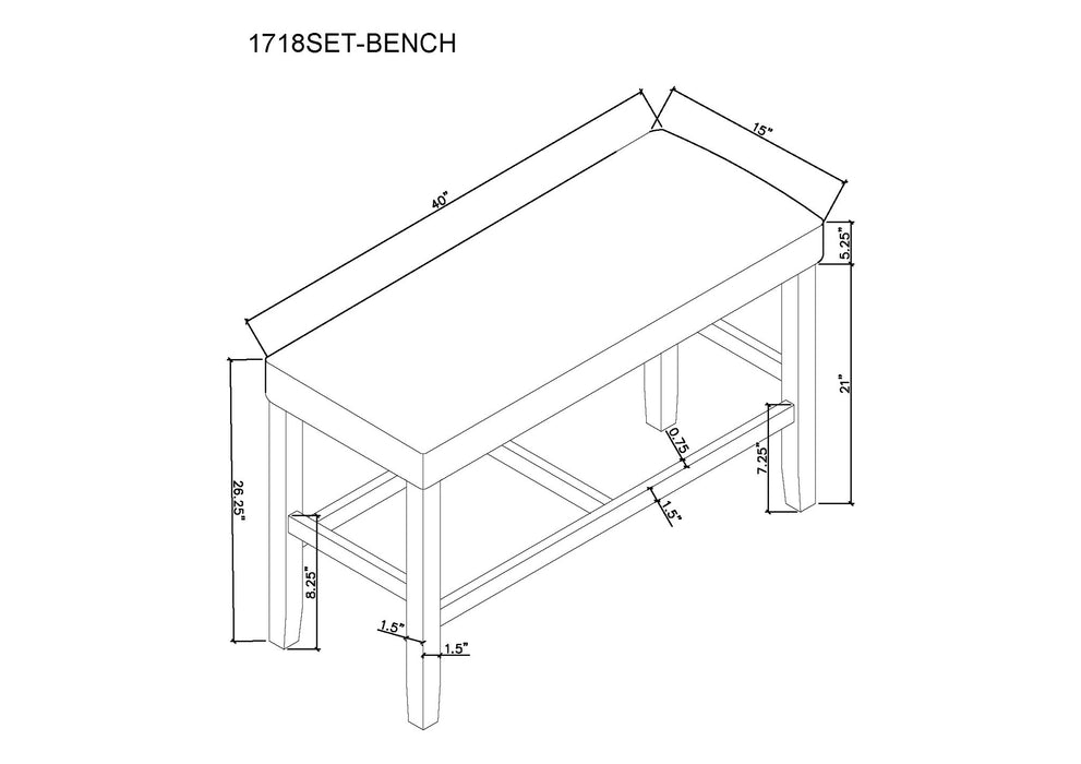 Marbel - Counter Height Bench - Dove – Counter Benches by Crown Mark at Furniture Wholesale Plus , Nashville furniture store