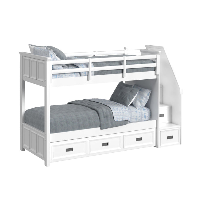 Hampton Kids - Bunk With Staircase And Trundle Bedroom Set – 3 Piece Bedroom Sets by Elements International at Furniture Wholesale Plus , Nashville furniture store