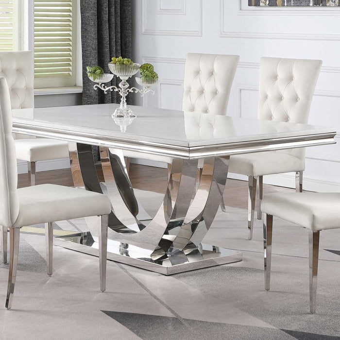 Kerwin - Rectangular Stone Top Dining Table - White - Premium Dining Tables from CoasterElevations - Just $1389! Shop now at Furniture Wholesale Plus  We are the best furniture store in Nashville, Hendersonville, Goodlettsville, Madison, Antioch, Mount Juliet, Lebanon, Gallatin, Springfield, Murfreesboro, Franklin, Brentwood