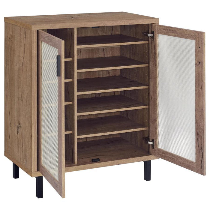 Teller - 2-Door Shoe Storage Cabinet - Natural Oak – Accent Cabinets by Coaster Fine Furniture at Furniture Wholesale Plus , Nashville furniture store