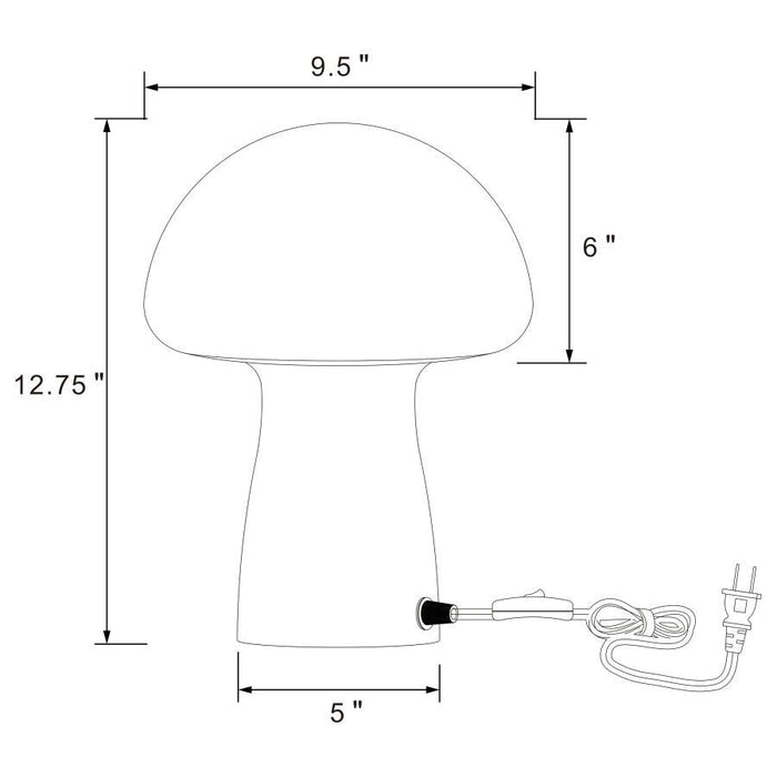 Kanaby - Mushroom Shaped Glass Bedside Table Lamp - White – Table Lamps by Coaster Fine Furniture at Furniture Wholesale Plus , Nashville furniture store