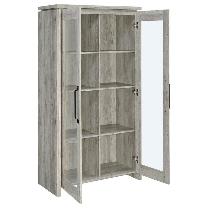 Alejo - 2 Door Engineered Wood Tall Cabinet - Gray Driftwood - Premium Curio Cabinets from CoasterEssence - Just $439! Shop now at Furniture Wholesale Plus  We are the best furniture store in Nashville, Hendersonville, Goodlettsville, Madison, Antioch, Mount Juliet, Lebanon, Gallatin, Springfield, Murfreesboro, Franklin, Brentwood