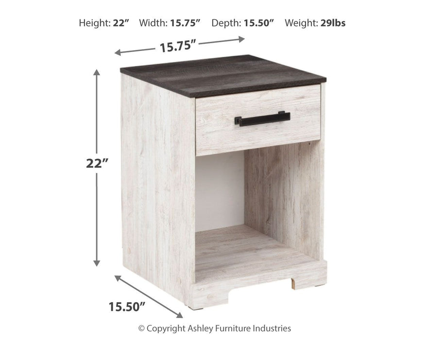 Shawburn - One Drawer Night Stand - Whitewash / Charcoal Gray – Accent Nightstands by Signature Design by Ashley® at Furniture Wholesale Plus , Nashville furniture store
