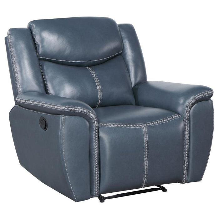 Sloane - Upholstered Padded Arm Recliner Chair - Blue – Reclining Chairs by Coaster Fine Furniture at Furniture Wholesale Plus , Nashville furniture store