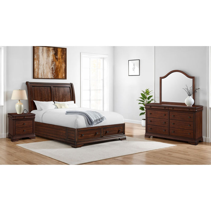 Phillipe - 3-Drawer Nightstand With USB - Cherry – Nightstands w/ Charging Stations by Elements International at Furniture Wholesale Plus , Nashville furniture store