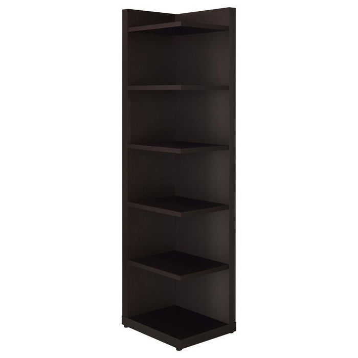 Alder - 6-Shelf Corner Bookcase - Cappuccino - Premium Standard Bookcases from CoasterEveryday - Just $209! Shop now at Furniture Wholesale Plus  We are the best furniture store in Nashville, Hendersonville, Goodlettsville, Madison, Antioch, Mount Juliet, Lebanon, Gallatin, Springfield, Murfreesboro, Franklin, Brentwood