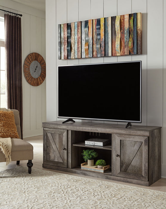 Wynnlow - TV Stand With Faux Firebrick Fireplace Insert - Gray – Fireplace TV Stands by Signature Design by Ashley® at Furniture Wholesale Plus , Nashville furniture store