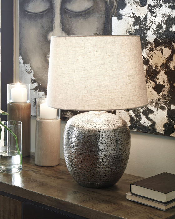 Magalie - Metal Table Lamp  - Antique Silver Finish – Table Lamps by Signature Design by Ashley® at Furniture Wholesale Plus , Nashville furniture store