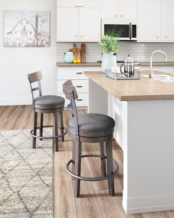 Caitbrook - UPH Swivel Barstool  - Gray – Counter Height (24"-27") by Signature Design by Ashley® at Furniture Wholesale Plus , Nashville furniture store