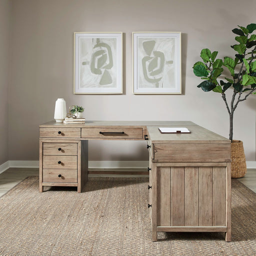 Proximity Place - L Shaped Desk - Barley Buff – Corner Desks by Liberty Furniture at Furniture Wholesale Plus , Nashville furniture store