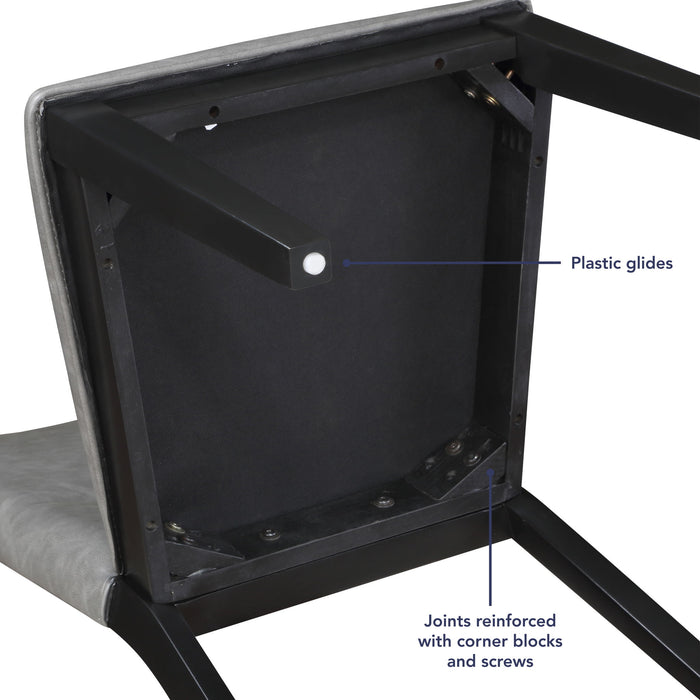 Amy - Faux Leather Side Chair (Set of 2) - Gray – Chair Sets by Steve Silver Furniture at Furniture Wholesale Plus , Nashville furniture store