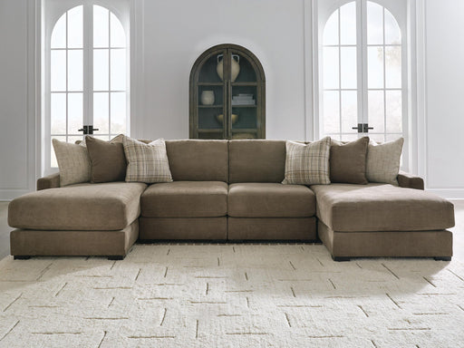 Camellia-Court - 4-Piece Double Chaise Sectional - Coffee – Stationary Sectionals by Benchcraft® at Furniture Wholesale Plus , Nashville furniture store