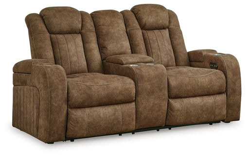 Wolfridge - Power Reclining Loveseat With Console /Adj Hdrst - Brindle – Reclining Loveseats by Signature Design by Ashley® at Furniture Wholesale Plus , Nashville furniture store