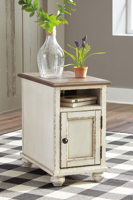 Realyn - Chair Side End Table - AC / USB - White / Brown – Chair Side Tables by Signature Design by Ashley® at Furniture Wholesale Plus , Nashville furniture store