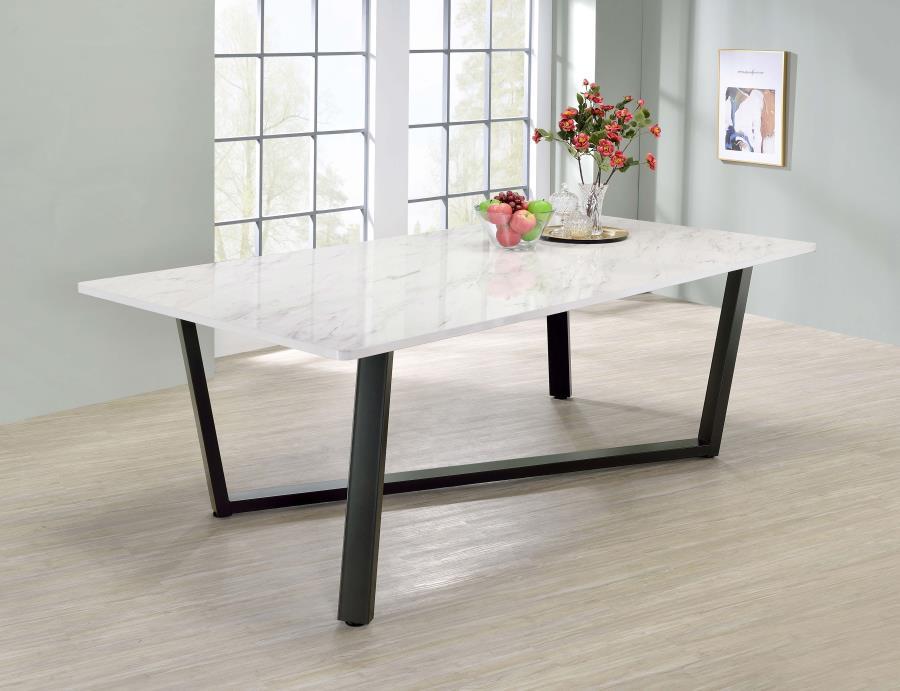 Mayer - Rectangular Faux Marble Dining Table - White – Dining Tables by CoasterEssence at Furniture Wholesale Plus , Nashville furniture store