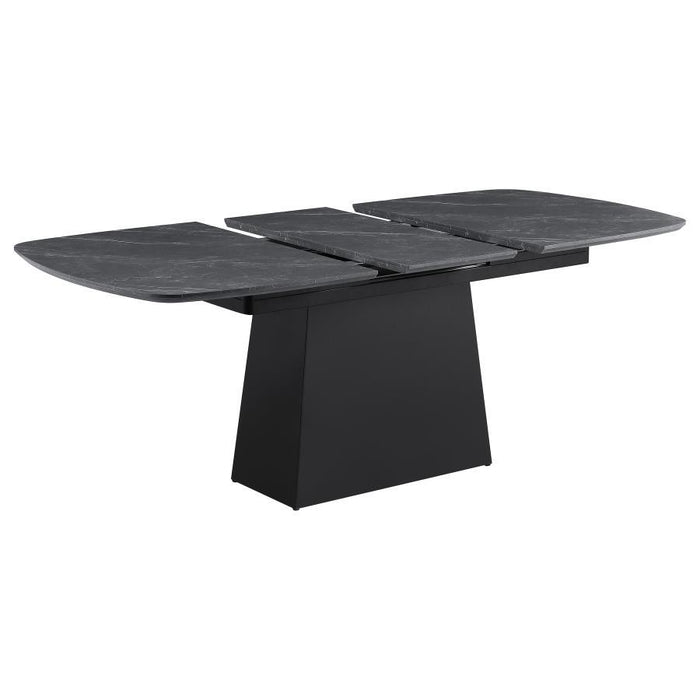 Potero - Faux Marble Extension Leaf Dining Table - Black - Premium Dining Tables with Extensions from Coaster Fine Furniture - Just $1149! Shop now at Furniture Wholesale Plus  We are the best furniture store in Nashville, Hendersonville, Goodlettsville, Madison, Antioch, Mount Juliet, Lebanon, Gallatin, Springfield, Murfreesboro, Franklin, Brentwood