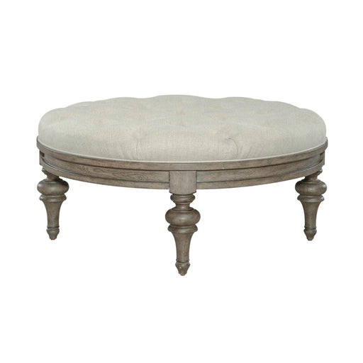 Americana Farmhouse - Round Cocktail Ottoman - Dusty Taupe – Coffee Table Ottomans by Liberty Furniture at Furniture Wholesale Plus , Nashville furniture store