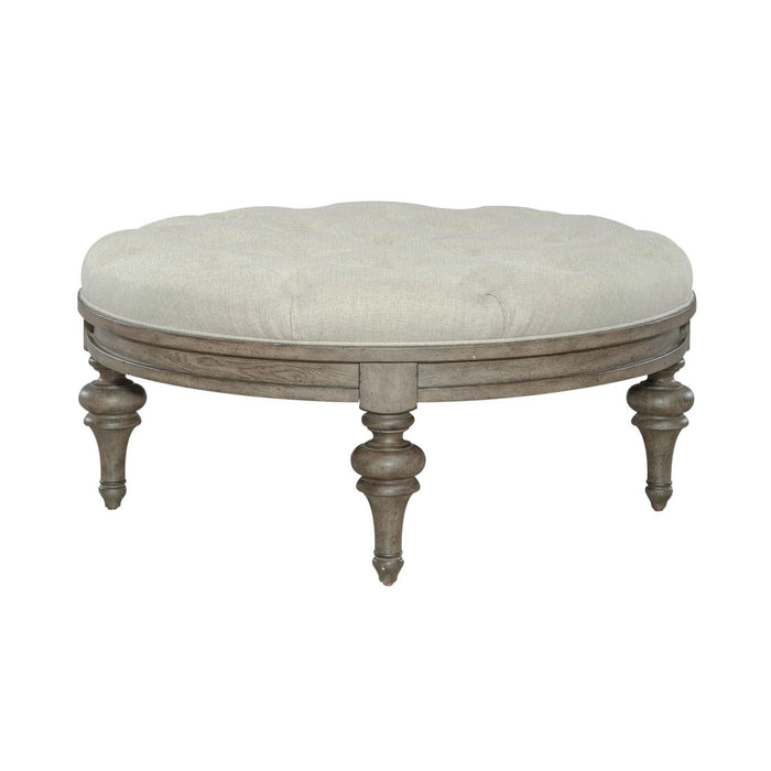 Americana Farmhouse - Round Cocktail Ottoman - Dusty Taupe – Coffee Table Ottomans by Liberty Furniture at Furniture Wholesale Plus , Nashville furniture store