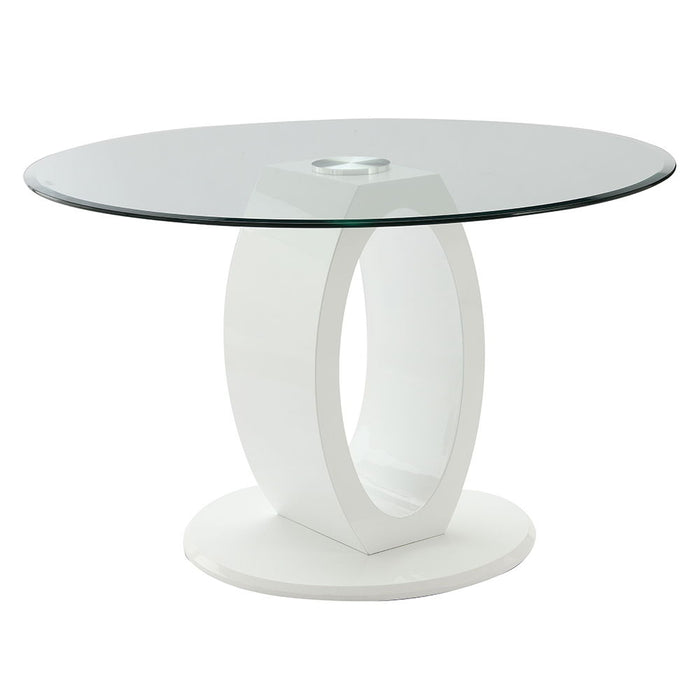 Larry - Glass Top Round Dining Table - White High Gloss