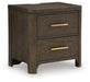 Radkin - Two Drawer Night Stand - Burnished Brown – Nightstands w/ Charging Stations by Signature Design by Ashley® at Furniture Wholesale Plus , Nashville furniture store