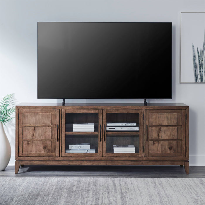 Shaker Lakes - 82" TV Console - Harvest Brown – TV Stands by Liberty Furniture at Furniture Wholesale Plus , Nashville furniture store