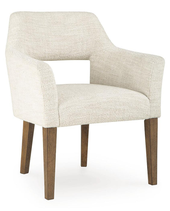 Marxmore - Dining Upholstered Arm Chair (Set of 2) - Beige / Brown – Chair Sets by Benchcraft® at Furniture Wholesale Plus , Nashville furniture store