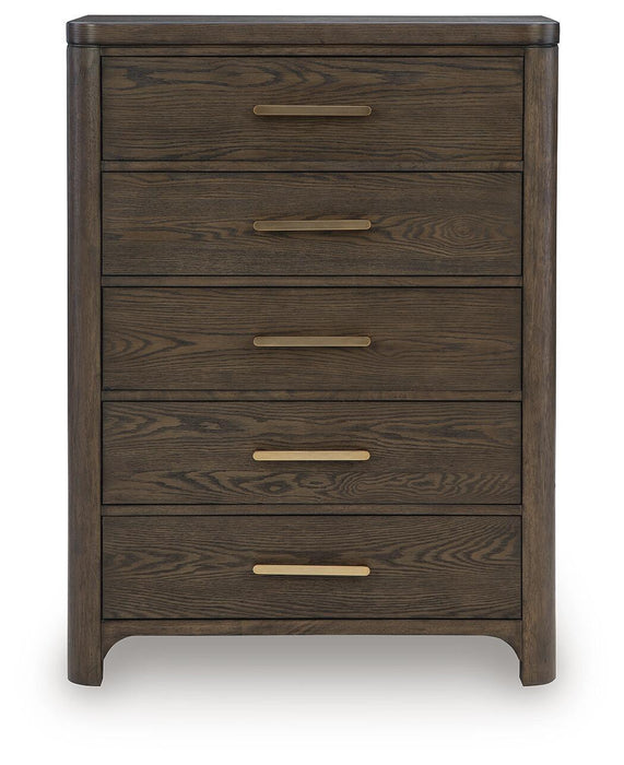 Radkin - Five Drawer Chest - Burnished Brown – Accent Chests by Signature Design by Ashley® at Furniture Wholesale Plus , Nashville furniture store