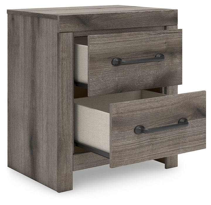 Graystorm - Two Drawer Night Stand - Brown Gray – Nightstands w/ Charging Stations by Signature Design by Ashley® at Furniture Wholesale Plus , Nashville furniture store