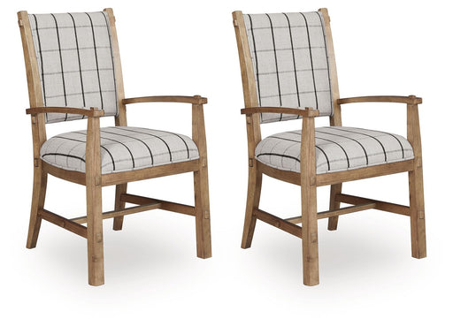 Ridgester - Dining Upholstered Arm Chair (Set of 2) - Light Brown – Chair Sets by Benchcraft® at Furniture Wholesale Plus , Nashville furniture store