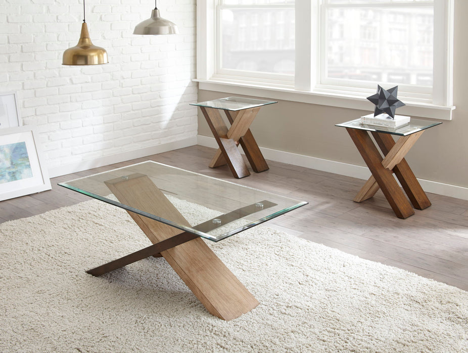 Tasha - 3 Piece Table Set (Cocktail & 2 End Tables Set) - Brown – Table Sets by Steve Silver Furniture at Furniture Wholesale Plus , Nashville furniture store