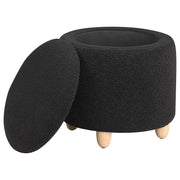 Valia - Faux Sheepskin Upholstered Round Storage Ottoman – Storage Ottomans by Coaster Fine Furniture at Furniture Wholesale Plus , Nashville furniture store