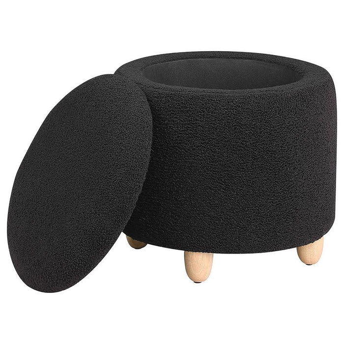 Valia - Faux Sheepskin Upholstered Round Storage Ottoman – Storage Ottomans by Coaster Fine Furniture at Furniture Wholesale Plus , Nashville furniture store