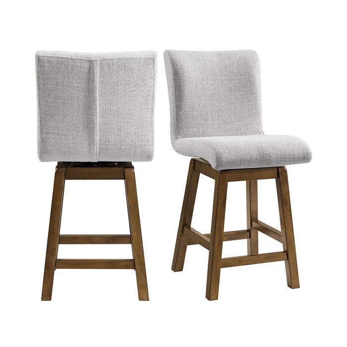 Carmela - Swivel Counter Chair (Set of 2) - Brown / Light Gray Linen – Chair Sets by Elements International at Furniture Wholesale Plus , Nashville furniture store