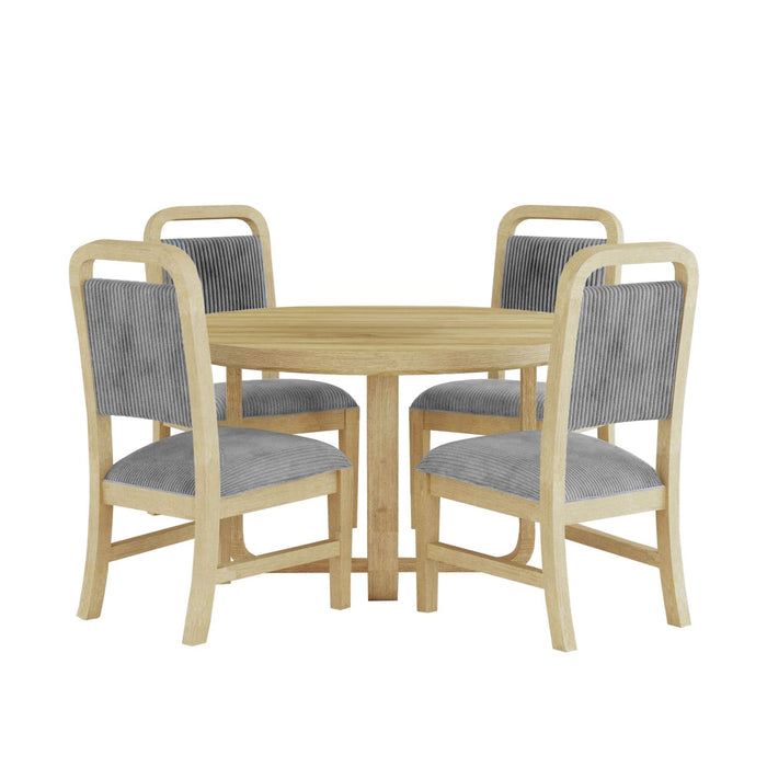 Ridgemont - 5 Piece Standard Height Dining Set (Round Table And Four Chairs) - Natural – 5 Piece Dining Room Sets by Elements International at Furniture Wholesale Plus , Nashville furniture store