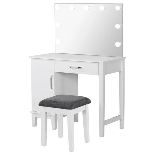 Elijah - Vanity Set With Lighting & Stool - White And Dark Gray - Premium Vanity Sets from CoasterEveryday - Just $599! Shop now at Furniture Wholesale Plus  We are the best furniture store in Nashville, Hendersonville, Goodlettsville, Madison, Antioch, Mount Juliet, Lebanon, Gallatin, Springfield, Murfreesboro, Franklin, Brentwood