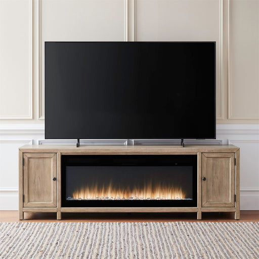 Fireplace TV Console - 82" Console With Fire FTS - Light Brown – Fireplace TV Stands by Liberty Furniture at Furniture Wholesale Plus , Nashville furniture store