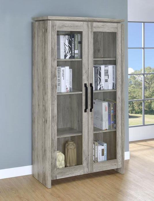 Alejo - 2 Door Engineered Wood Tall Cabinet - Gray Driftwood - Premium Curio Cabinets from CoasterEssence - Just $439! Shop now at Furniture Wholesale Plus  We are the best furniture store in Nashville, Hendersonville, Goodlettsville, Madison, Antioch, Mount Juliet, Lebanon, Gallatin, Springfield, Murfreesboro, Franklin, Brentwood