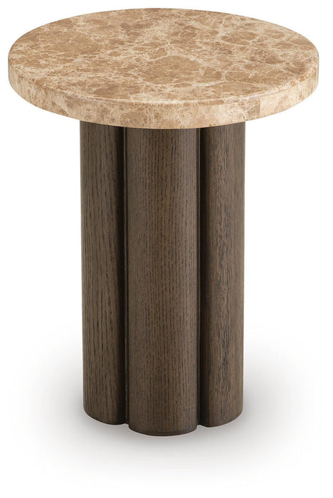 Darimore - Chair Side End Table - Burnished Brown – Chair Side Tables by Signature Design by Ashley® at Furniture Wholesale Plus , Nashville furniture store